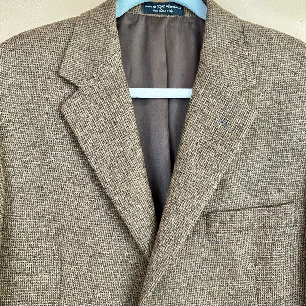 Chereskin Men’s Italian Camel Hair Blend Brown Tweed Sport Coat Blazer 42R